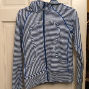 blue and white striped Scuba hoodie